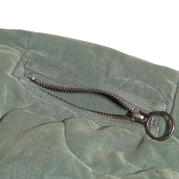 Free People Aura Liner Quilted Bomber Jacket Green Full Zip Front Boxy Large NWT - Picture 10 of 16